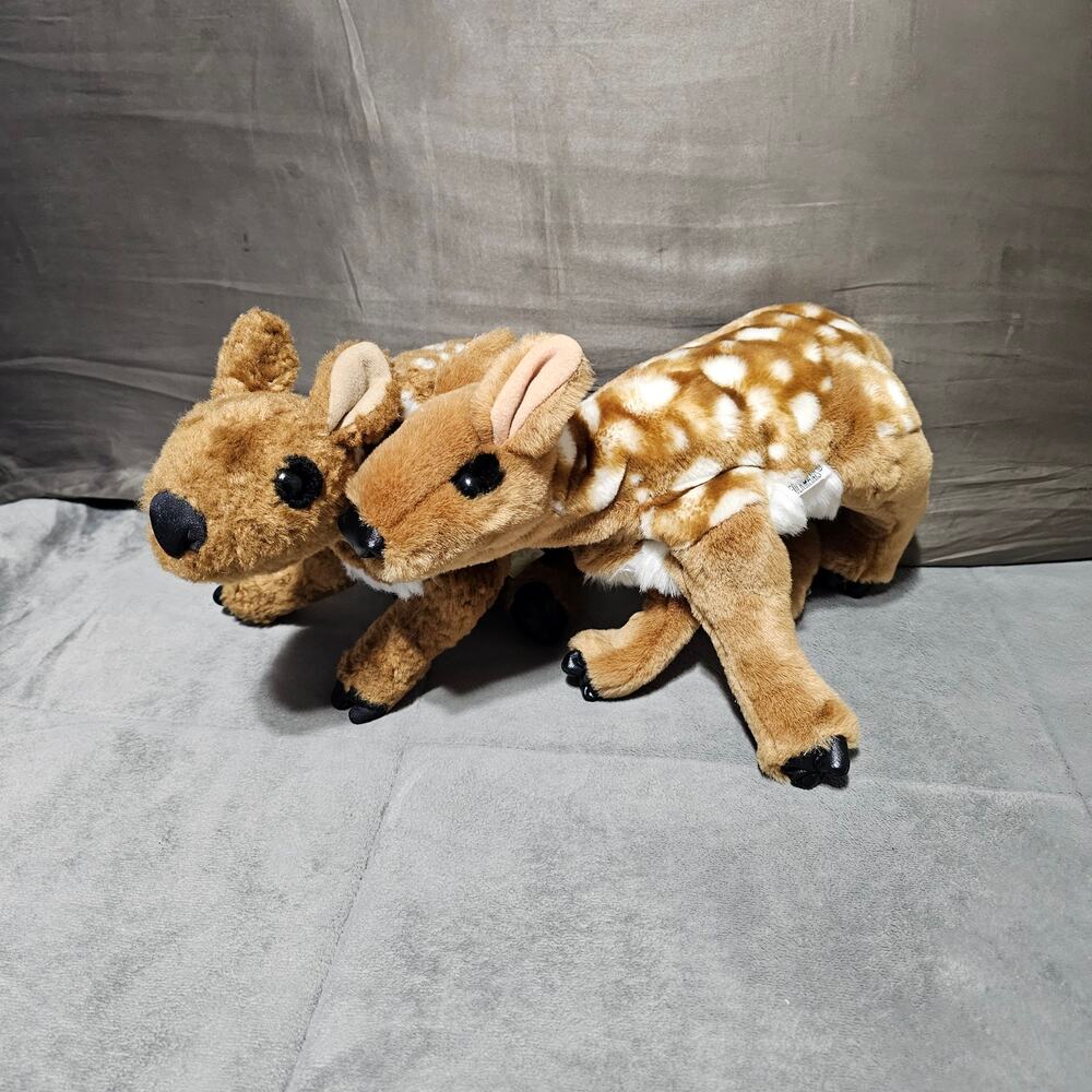 2 Folkmanis Fawn Hand Puppet Plush Brown White Baby Deer Story Telling Theatre